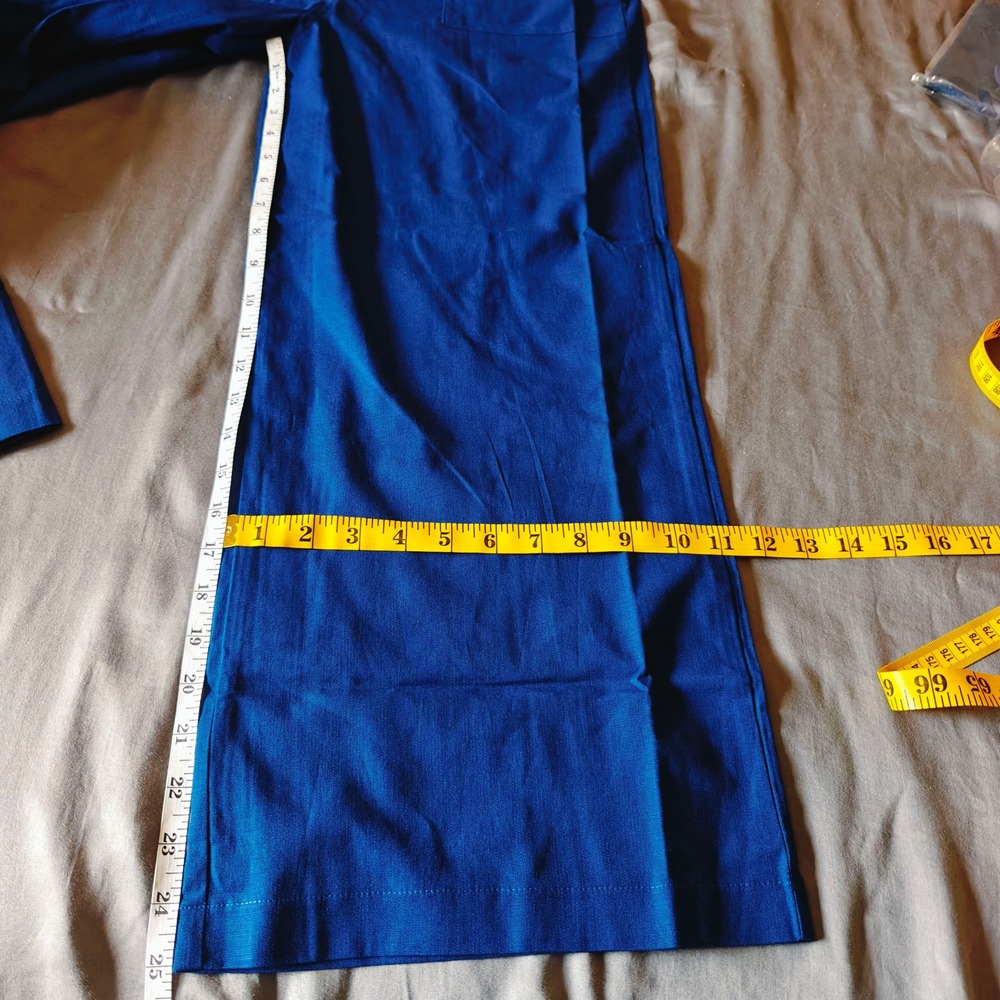 Zenana Woven Knot Strap Overalls Lt Navy Wide‎ Leg Jumpsuit Small 7301Y - Picture 8 of 10
